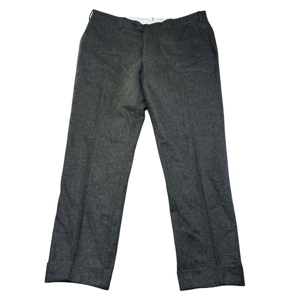 Suitsupply Soho Turn Up Pants Mens 36x32 Gray Wool Flannel Dress Slim Fit Cuffed